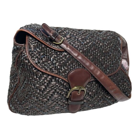 Marni Brown Raffia & Glossy Leather Woven Large Shoulder Bag - Picture 2 of 9